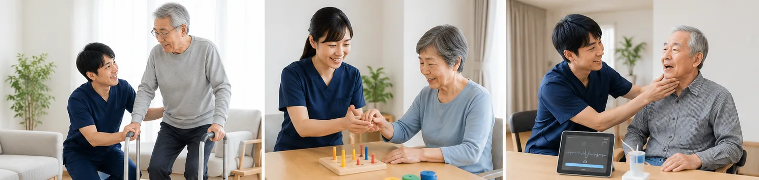 理学療法士・作業療法士・言語聴覚士による在宅リハビリ支援のイメージ